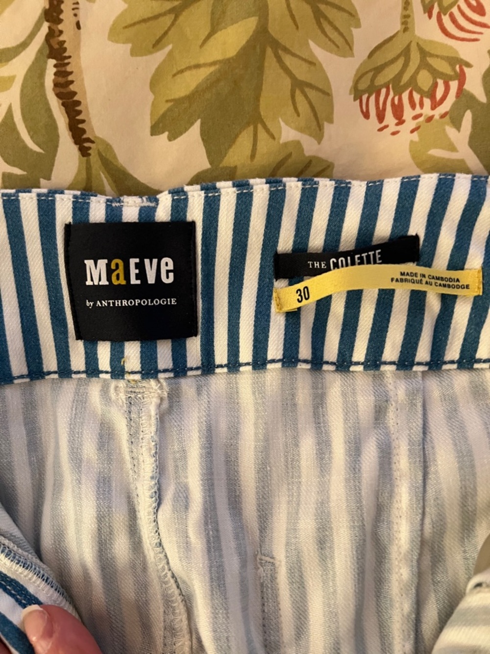Maeve Anthropologie Blue and White Striped Cropped Wide-Leg Pants 30 Colette - Picture 3 of 16
